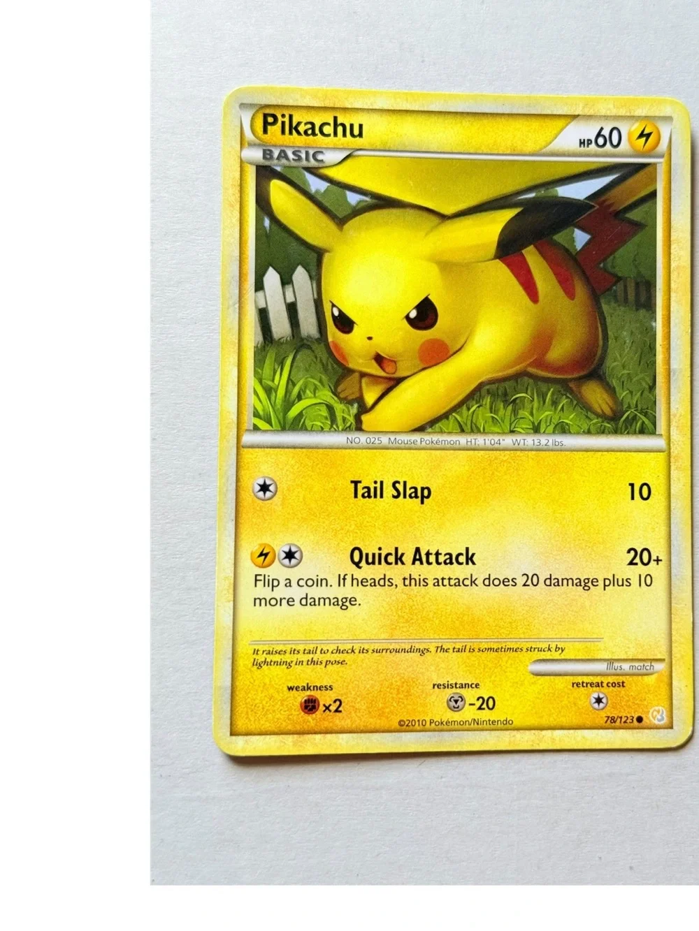2010 Pokemon Pikachu 78/123 HeartGold SoulSilver HGSS Non-Holo Common Card